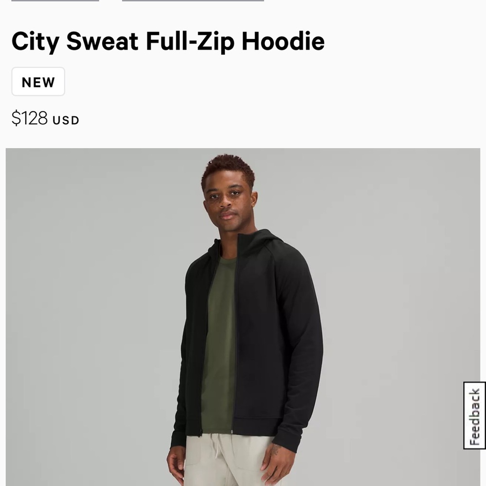 Lululemon Men’s City Sweat Full-Zip Hoodie Black Large